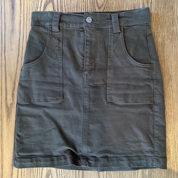 DYNAMITE Olive Green Denim Mini Skirt - Picture 3 of 9